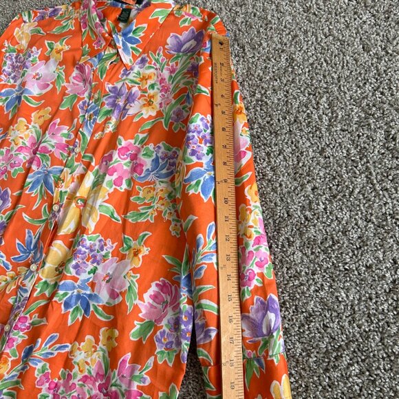 Lauren Ralph Lauren Womens Sz XL Floral Button-Up Shirt Casual Spring/Summer Top - Picture 4 of 6